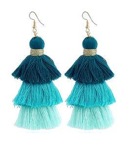 Joyería para niñas y mujeres, pendiente de seda, superventas, Color personalizado, aceptado, pendiente de seda de buena calidad para uso en bodas - Product Image 2