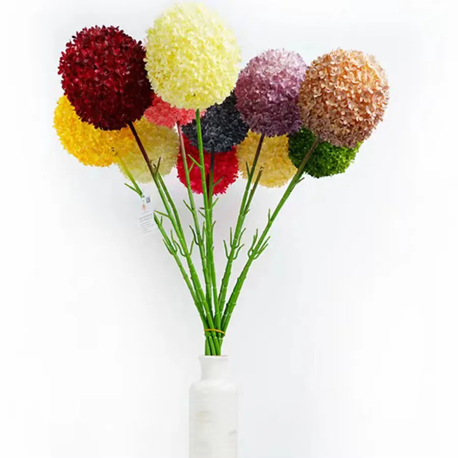 Lusiaflower Home Decoration Single Hydrangea High-quality Artificial Flowers Vivid Silk Simulation Dandelion Green Grass Ball