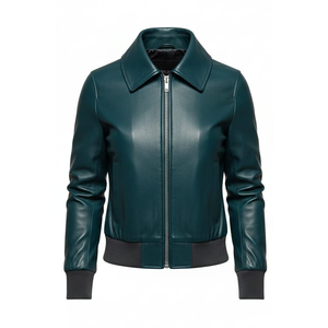 Veste de moto en cuir de vache imprimé imperméable classique pour femmes, coupe ajustée - Product Image 5
