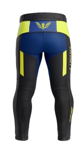 Pantalon de moto en cuir haute visibilité pour homme, style professionnel, avec protection renforcée et protections CE pour les genoux - Product Image 2