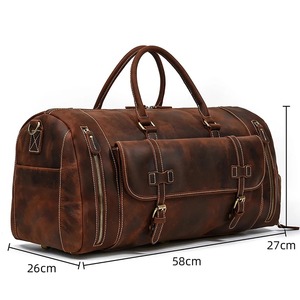 Sac polochon unisexe en cuir véritable écologique et durable de grande capacité avec fermeture à glissière Logo personnalisé Design portable pour le voyage - Product Image 5