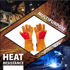 Professional Heavy Duty Heat Resistant Welding <b>Gloves</b> Thermal Protection Leather Material <b>Touchscreen</b> Daily Casual Outdoor - Product Image 2
