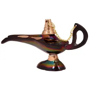 Brass Aladdin Chirag Genie Lamp Burner Beaded Chirag Oil Lamp
