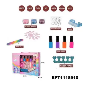 EPT Dollar Toys Kid Nail Polish Cosmetic Light Electric Air Dryer Beauty Fashion Fashionable Pretty Princess Girl Makeup Kit Set