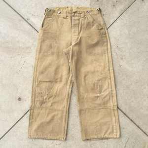 Pantalon large vintage style workwear 2026 12oz, denim délavé soleil et toile boueuse avec déchirures réparées, style Amekaji pour homme - Product Image 3