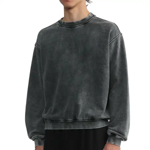 Couper et coudre sweat personnalisé surdimensionné vintage lavage à l'acide sweats à capuche ras du cou 400gsm sweats à capuche délavés au soleil - Product Image 6