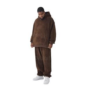 Nouveautés Ensemble de survêtement d'hiver pour adulte Tenues 2 pièces en polaire Sherpa épais Pantalon évasé à manches longues Côté écologique - Product Image 3