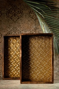 Plateau en métal élégant fabriqué à la main pour la décoration intérieure ou la technique d'émail de couleur de service de collation - Product Image 5