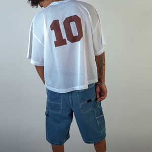 Maillots de football personnalisés en maille respirante, coupe ample, vêtements de rue décontractés pour adultes, imprimés, vêtements de football américains pour adultes, personnalisés - Product Image 5