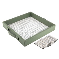 Baki Organizer Meja Kulit Premium 10x8x1.5 Inci Detail Jahitan Dekoratif Modern Profesional Multifungsi Perlengkapan Meja