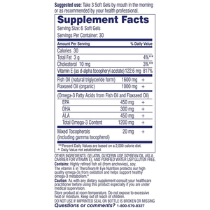 Complément alimentaire de haute qualité pour la nutrition et la protection des yeux, à base d'oméga 3, de vitamine E, d'huile de poisson et d'huile de lin, en gélules. - Product Image 2
