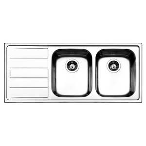 Fregadero de Cocina Apell de 2 Cubetas, Acero Inoxidable Cepillado, 116x50cm, Colección LINEAR, Duradero y Elegante - Product Image 1