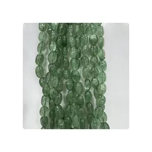 Cuentas de piedras preciosas de cuarzo fresa verde Natural 4-15mm piedra de encanto pepitas lisas para la fabricación de joyas tamaños de 8mm 4mm - Product Image 1