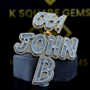 Collier pendentif chiffre Hip Hop entièrement serti de diamants, chaîne cubaine, lettres et chiffres en moissanite - Product Image 6