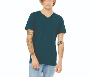 เสื้อยืดคอวีแขนสั้นสำหรับผู้ชายผ้าคอตตอน100% ล้วนขนาดพิเศษทำจากผ้าคอตตอน200กรัมสีล้วนสำหรับผู้ชาย - Product Image 1