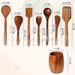Cuillères de cuisine en bois naturel biologique de haute qualité fabriquées à la main et durables, sans produits chimiques. - Product Image 2