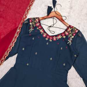 เดรสแขนยาวผ้าไหมสไตล์ปากีสถาน Kameez Dupatta ดีไซน์เนอร์ทำมือสำหรับงานแต่งงานและงานปาร์ตี้ - Product Image 4