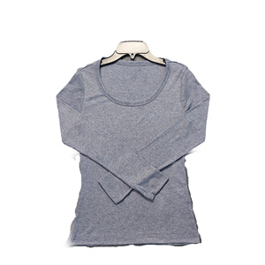 เสื้อยืดผู้หญิงคอกลมแขนยาวทรงสลิมฟิตแบบกำหนดเองเสื้อยืดสีทึบทำจากโรงงาน - Product Image 1