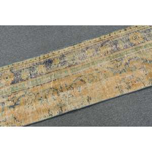 Alfombra turca Vintage de 16 'X 8,3', área grande clásica, diseño de retazos amarillo y azul, látex de lana para adolescentes, clásica para habitación de pasillo - Product Image 5