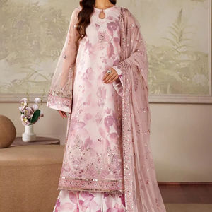 Robe maxi élégante Anarkali en mousseline de soie brodée avec des embellissements délicats, tenue de fête pour femmes, Lehenga Choli - Product Image 1