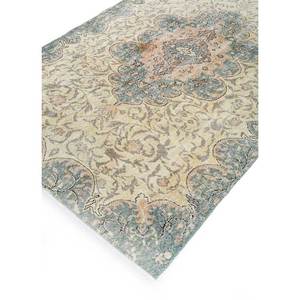 Tapis en laine bleu vintage noué à la main Pae-2831 9x12 rectangulaire à motif médaillon pour la décoration de la maison, du salon ou du couloir - Product Image 2