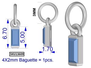 Colgante Elegante con Zirconia Cúbica de Alta Calidad en Forma de Baguette, Color Rubí, Plata de Ley 925 Chapada en Oro, Certificado IGI, Engaste de Bisel - Product Image 6