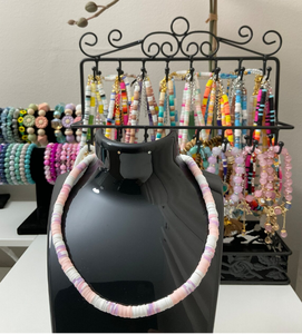 Collier Pastel Heishi Surfer/collier de perles bohème bijoux Boho, collier ras du cou en argile polymère perlé, cadeau pour elle - Product Image 2