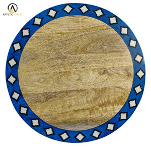 Tabla de cortar de material PC de diseño personalizado para cocina de hotel al por mayor, tabla de cortar de resina con incrustaciones de madera de mango, tabla de estilo cutwork, utensilios de cocina - Product Image 1