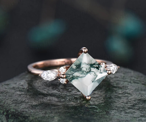 วงแหวนเจ้าสาวอาเกตธรรมชาติออกแบบเป็นเอกลักษณ์แหวนเงินสเตอลิง925ของขวัญวันคริสต์มาสของขวัญวันครบรอบแต่งงานของผู้หญิง - Product Image 2