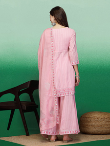 Tenues ethniques indiennes de créateur, élégantes et lourdes, avec broderie rose magnifique et travail Mirawer, ensembles Sharara tendance et ensembles Dupatta fantaisie, vente en gros Rama - Product Image 2