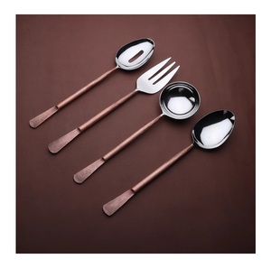 Recién llegado, juego de cubiertos de acero martillado de diseñador, lujoso acabado de cobre mate, MOQ bajo, directo de fábrica, recién llegado, juego mate - Product Image 2