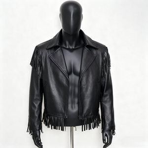 Leather Cowboy Jacket for Men with With Fringe Vintage Western Style, Durable Stitching and Classic Ranch Inspired Design - Product Image 1