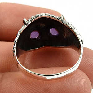 Bague bohème vintage pour femme en argent sterling 925 avec pierre précieuse améthyste taille ronde, pour tous les jours et les fêtes de fiançailles, en gros - Product Image 2