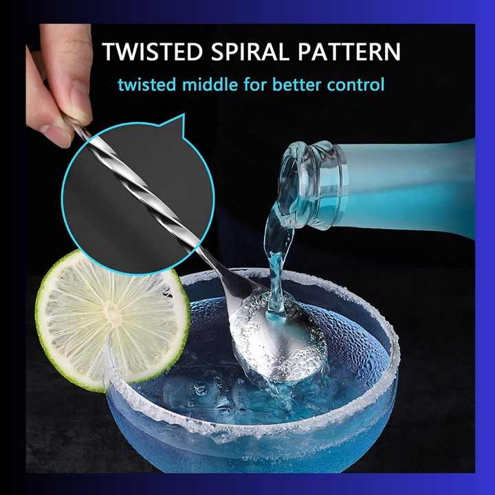 Hot Selling Wholesale Long Handle Cocktail Spoon Bar Spoon Stainless Steel Mixing Spiral Pattern Bartender Tools Barware