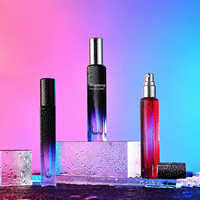 Flacon de parfum portable rectangulaire de luxe Mingsheng, 10 ml, 15 ml, noir givré, pour femmes et hommes