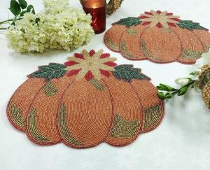 Floral handmade beaded placemat <b>dark</b> red spring tablematinch charger placemats, gift for her embroidered placemat Gift - Product Image 4