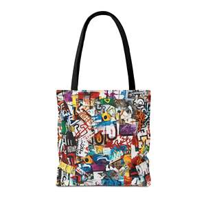 Borsa Tote Grande Capacità in Pelle PU e Tela di Cotone con Fodera in PVC, Stile Graffiti Love, Versatile per Estate Autunno Inverno - Product Image 5