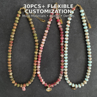 Collier ajustable vintage personnalisé en pierres naturelles multicolores, perles de culture d'eau douce et pendentif en pierres précieuses, style bohème, pour boutiques