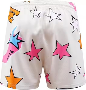 Pantalones cortos de verano informales de talla grande para hombre, pantalones cortos de algodón con cintura elástica para caballero, con bolsillo estampado personalizado, cintura media - Product Image 2