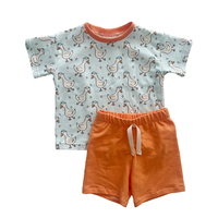 Ensembles de shorts et hauts pour enfants en coton biologique, ensembles de shorts pour enfants personnalisés, ensembles de vêtements d'été pour enfants, vêtements durables pour garçons