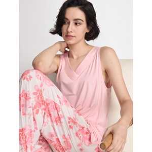 Conjunto de Pantalones de Crepé de 2 Piezas para Mujer, Estilo Casual, Premium, con Top de Cuello en V, Suave y Fluido, Talla XS, para Uso Diario - Product Image 2