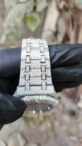 Chất lượng cao sang trọng 41mm handmade vvs rõ ràng moissanite kim cương Đồng hồ đầy đủ Iced 5mm cơ khí đồng hồ đeo tay kinh doanh thủy tinh - Product Image 4