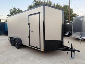 Envío Gratis Remolque Cerrado/de Carga con Nariz en V 7x16, 3500 lb, Ejes Dobles con Frenos Eléctricos, Paquete Blackout Paquete de Spoilers! - Product Image 1