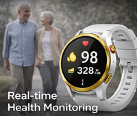 Reloj Inteligente de Monitoreo de Salud para Personas Mayores con Frecuencia Cardíaca, Oxígeno en Sangre y Función de Llamada de Emergencia, Relojes Inteligentes, Reloj de Alerta de Emergencia