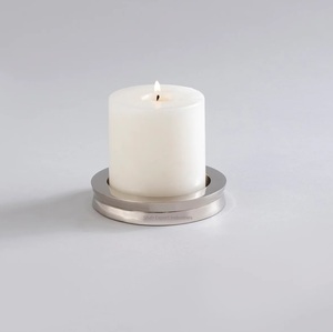 Bougeoir en métal de style américain fini argent pour mariage et maison Décoration de table Bougeoir rond - Product Image 3