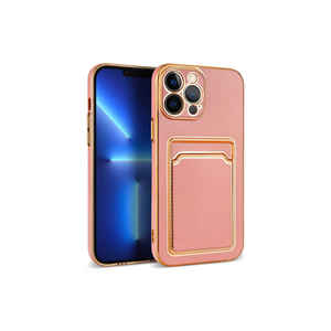 Étui de téléphone en silicone de luxe Netzy pour iPhone 13 Pro Max, motif d'écorce dorée rose, coque arrière protectrice avec un design mignon - Product Image 1