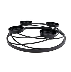 Wholesaler Golden Iron Round <b>Wreath</b> Galvanized Candle Holder <b>for</b> Interior Holiday Home and <b>Christmas</b> Decor - Product Image 5
