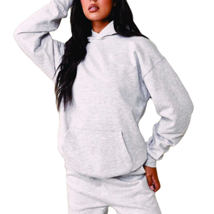 Bas quantité minimale de commande haute qualité femme 2 pièces unisexe femmes vêtements pull à capuche survêtement pour femme/garçons Double fil imprimé à glissière - Product Image 2