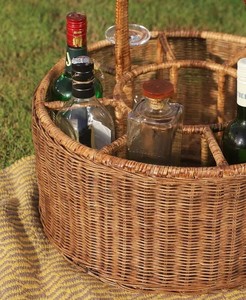 Estante de mimbre para 6 botellas, la mejor opción, cesta de almacenamiento de vino de mimbre con asa para Bar, Picnic y decoración del hogar - Product Image 5