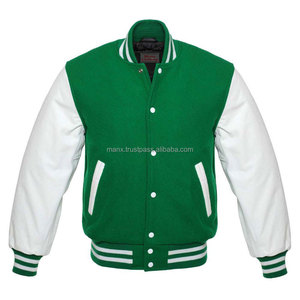 Veste universitaire unisexe à logo personnalisé, manches en cuir, collège, baseball, style letterman, veste noire à fermeture éclair décontractée, ODM - Product Image 6